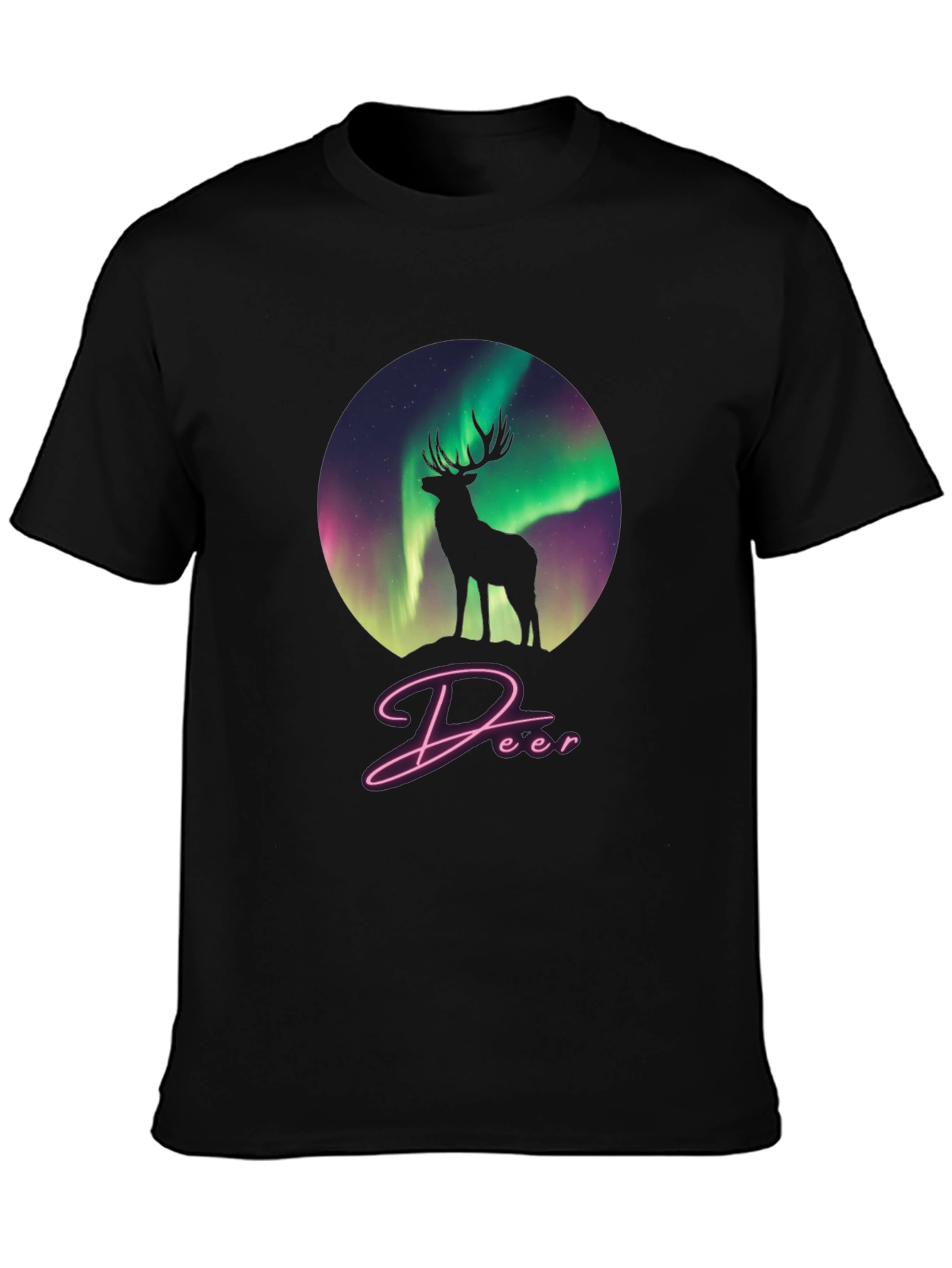 Aurora Deer Graphic Tee - Black