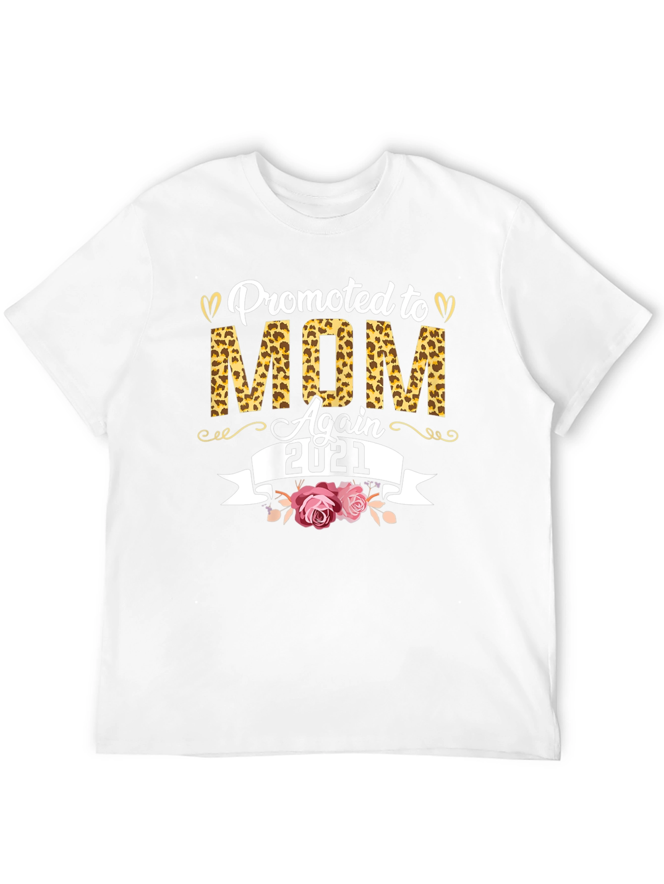 Promoted to Mom Again 2021 Leopard Print T-Shirt