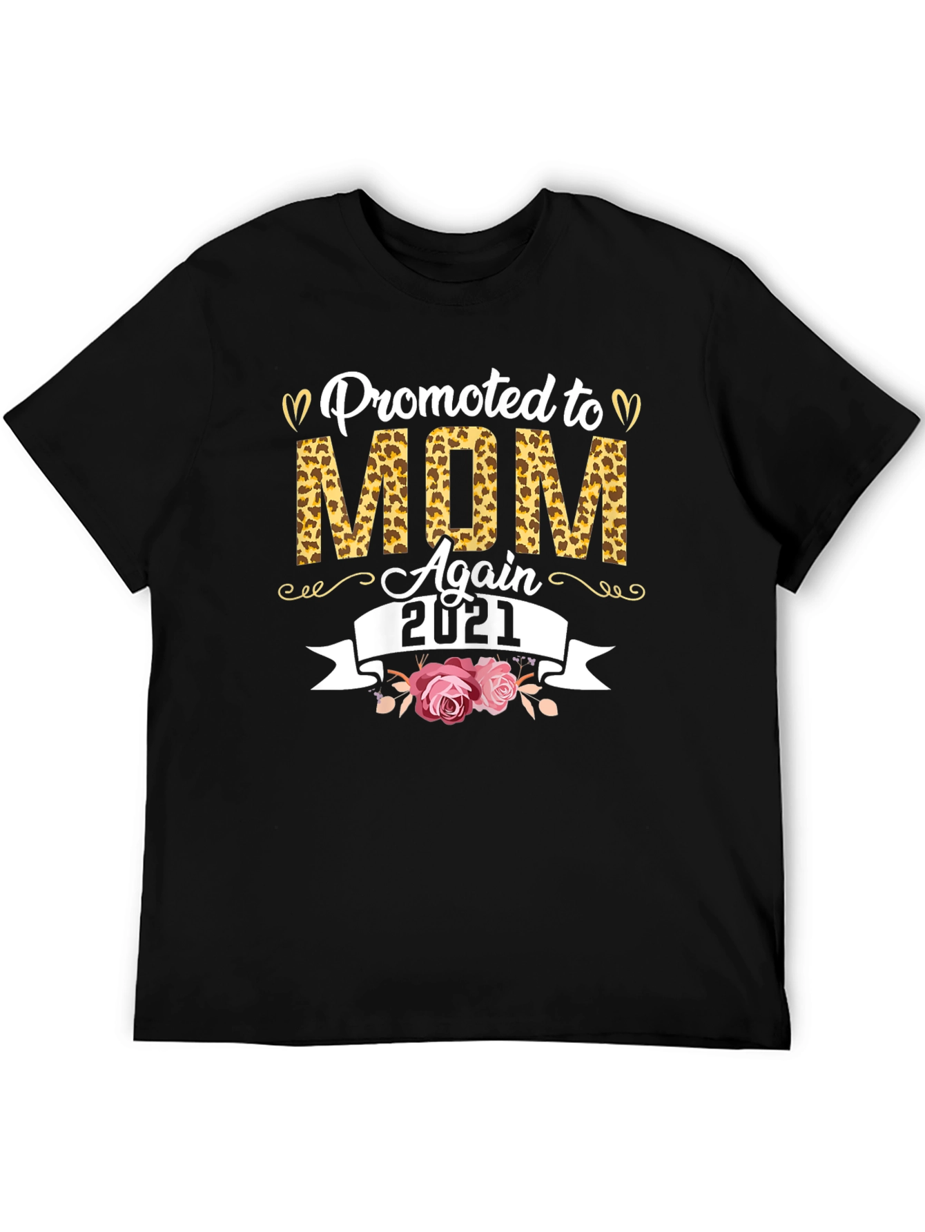 Promoted to Mom Again 2021 Leopard Print T-Shirt