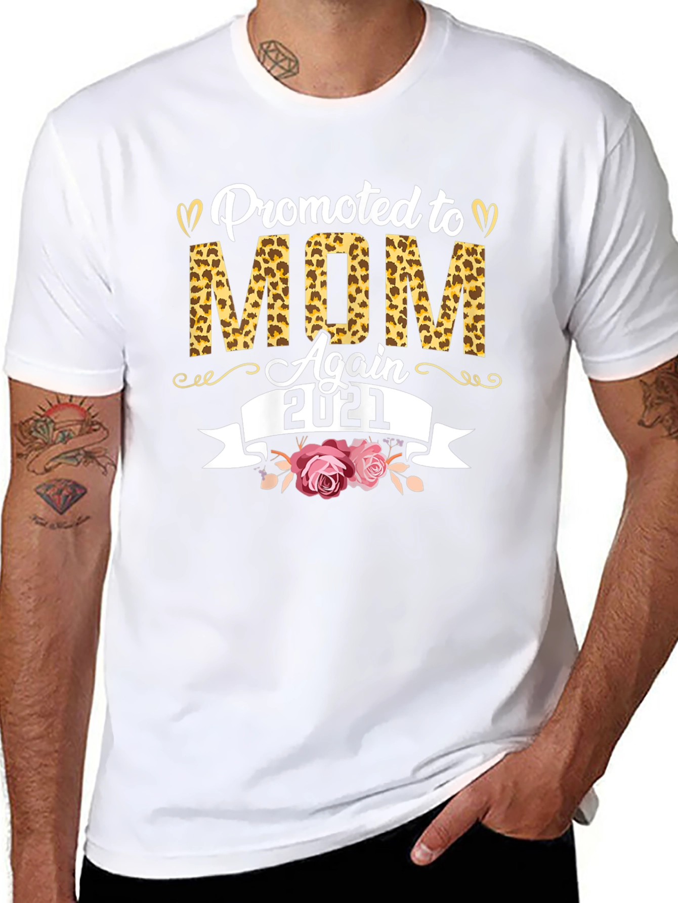 Promoted to Mom Again 2021 Leopard Print T-Shirt
