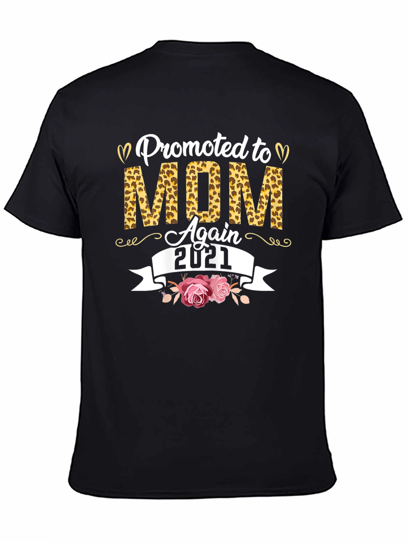 Promoted to Mom Again 2021 Leopard Print T-Shirt