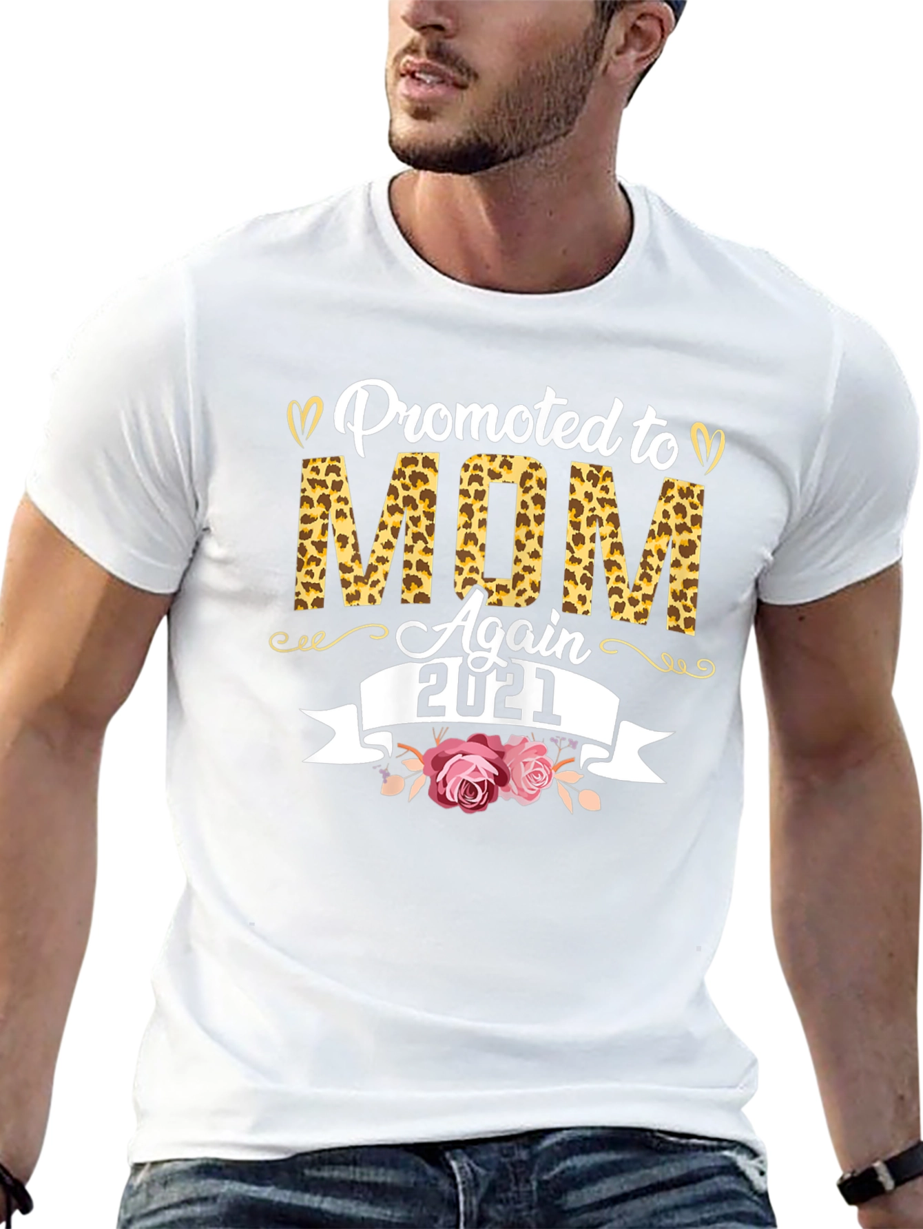 Promoted to Mom Again 2021 Leopard Print T-Shirt