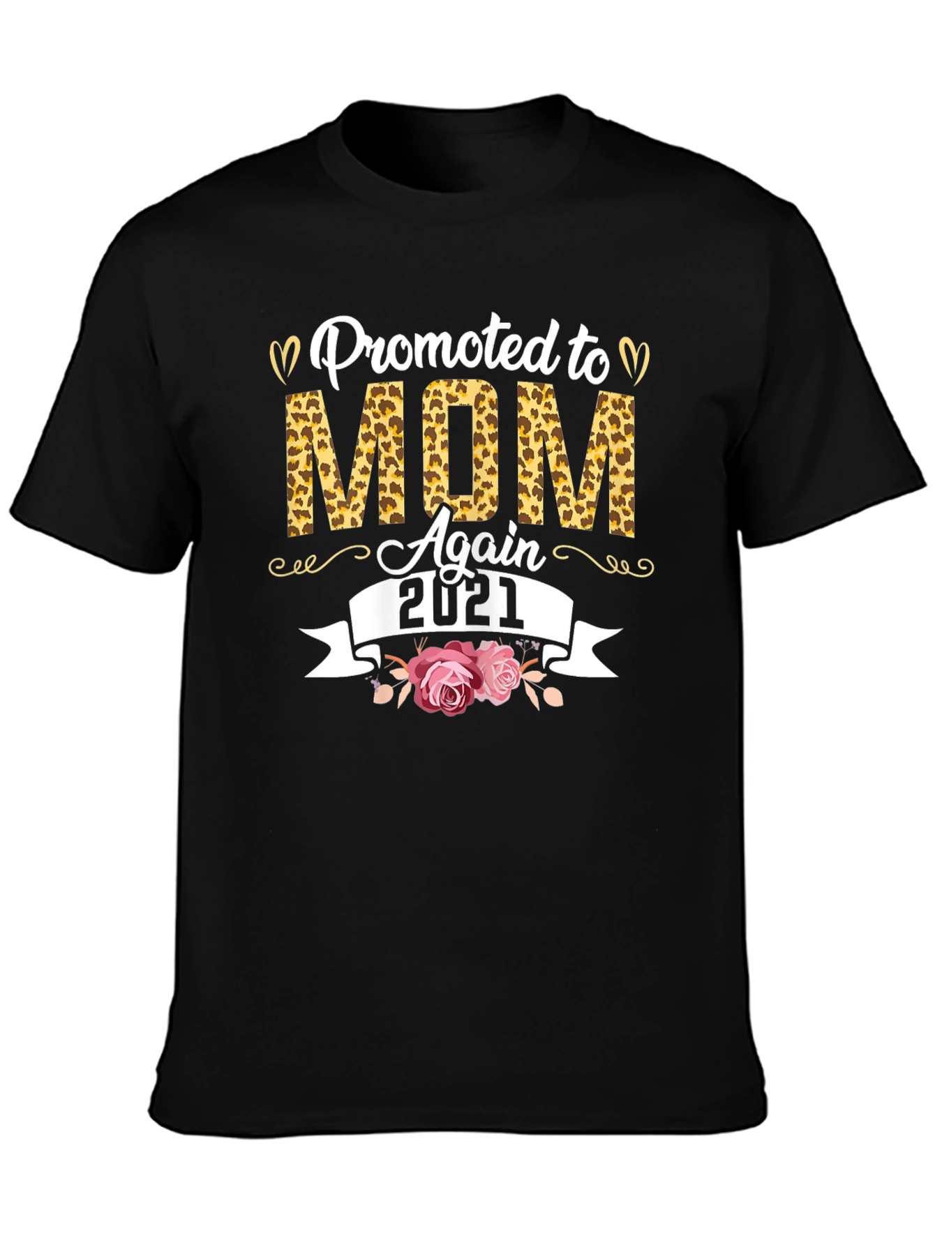 Promoted to Mom Again 2021 Leopard Print T-Shirt