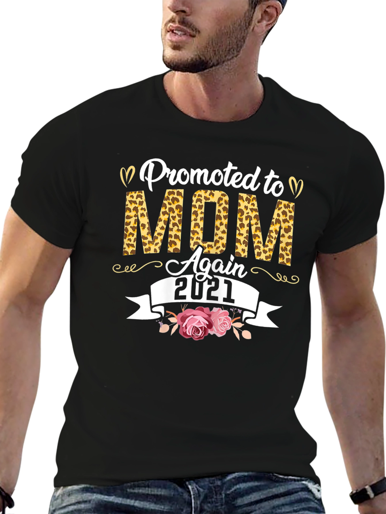 Promoted to Mom Again 2021 Leopard Print T-Shirt