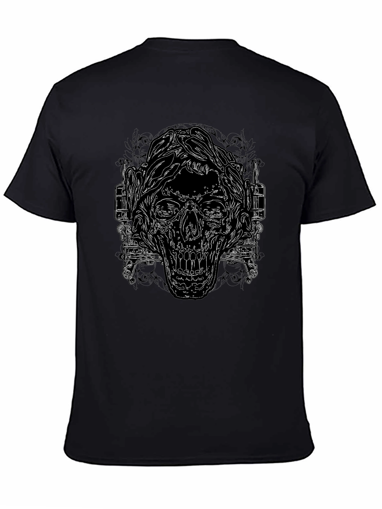 Edgy Skull Graphic Print Black T-Shirt