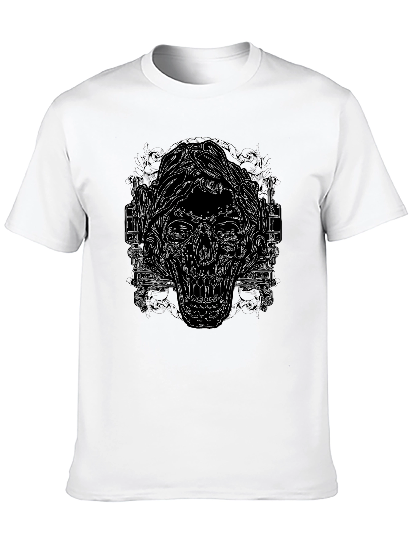 Edgy Skull Graphic Print Black T-Shirt