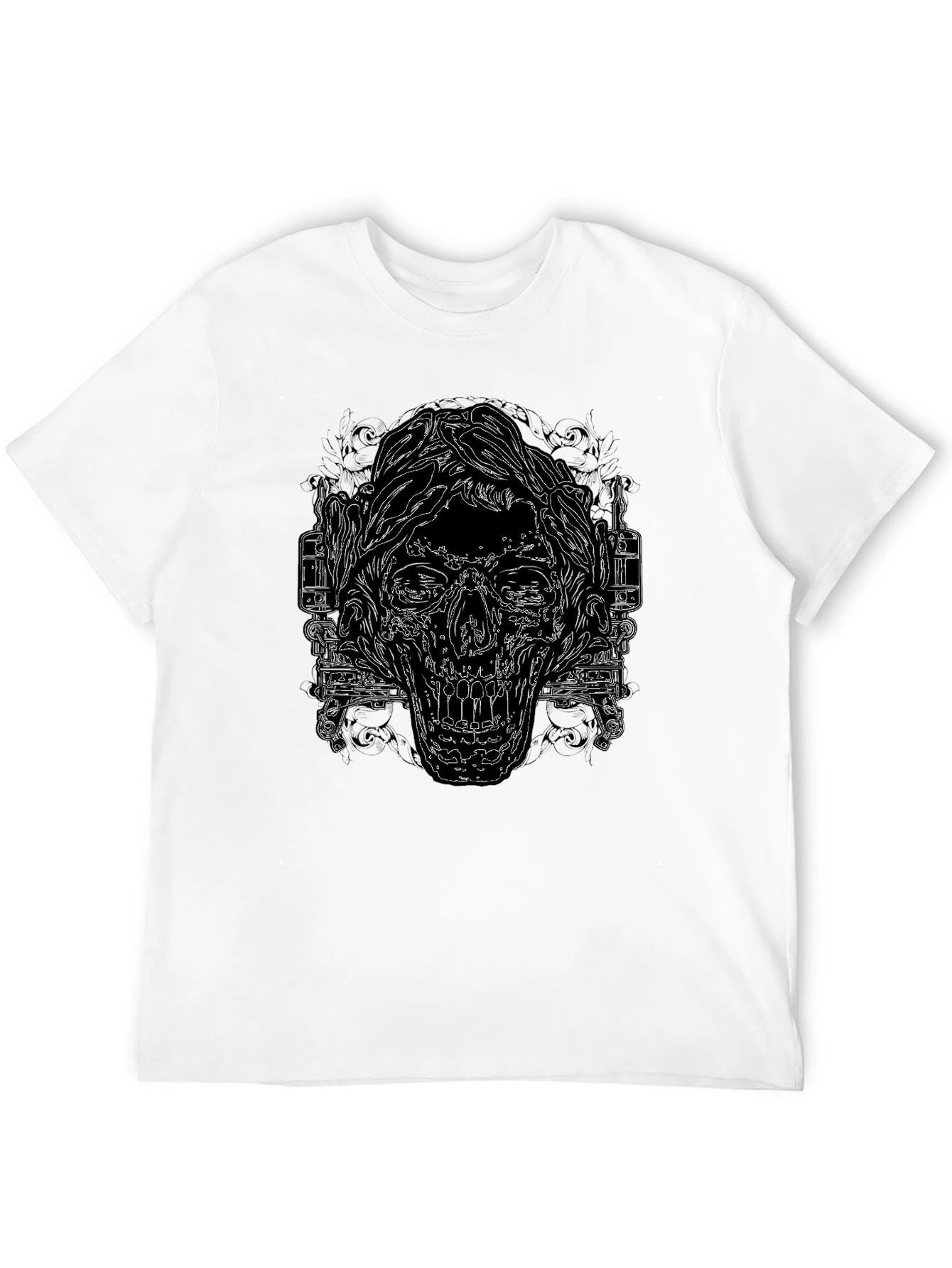 Edgy Skull Graphic Print Black T-Shirt