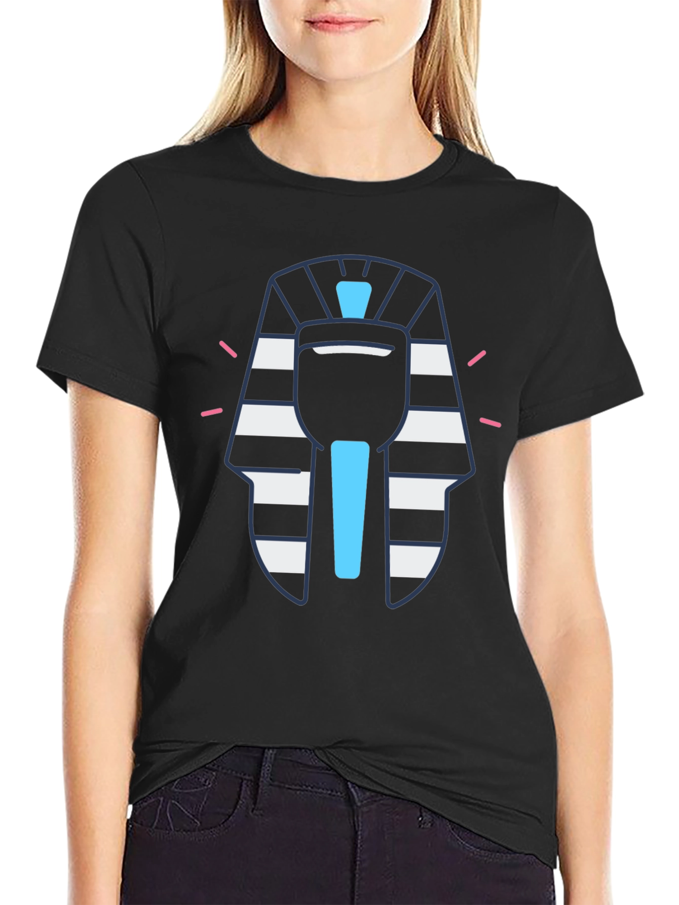 Egyptian Pharaoh Graphic Tee - Black Cotton T-Shirt