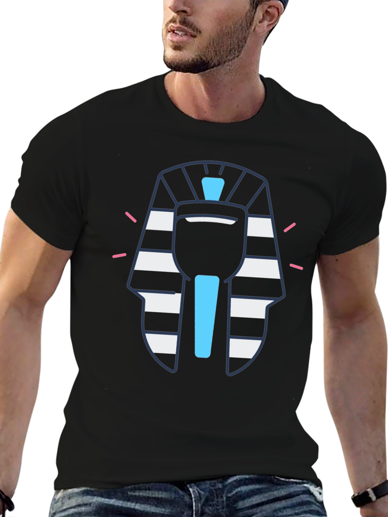 Egyptian Pharaoh Graphic Tee - Black Cotton T-Shirt