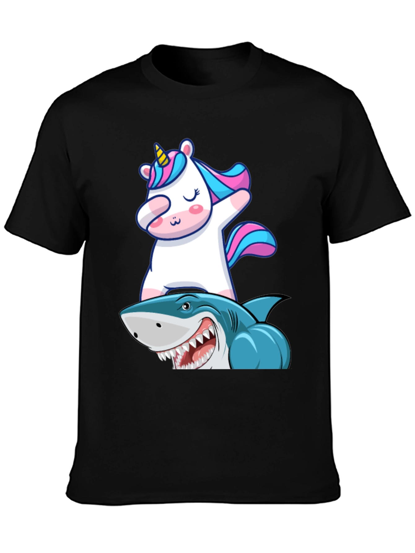 Unicorn Dabbing on Shark Graphic Tee