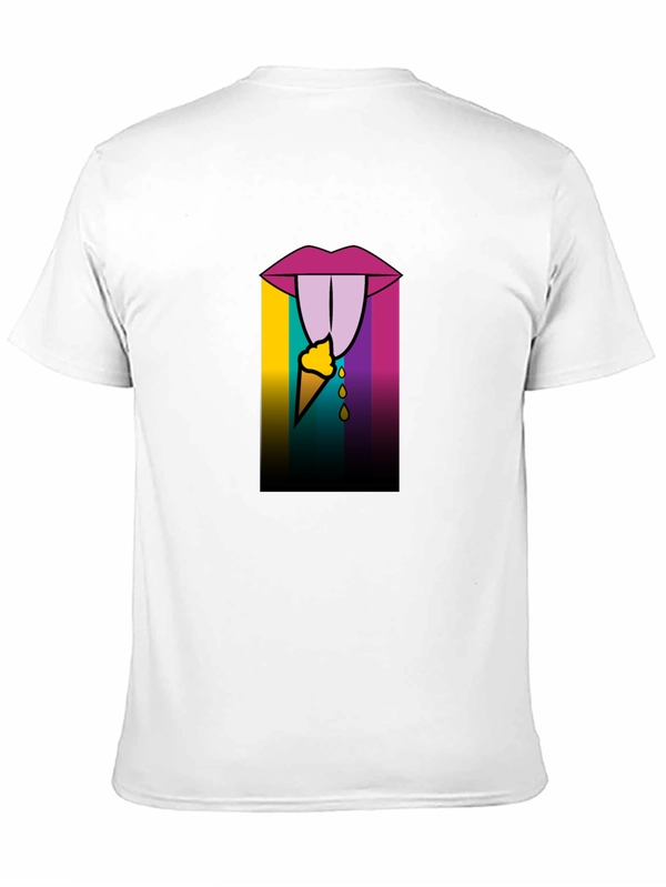 Edgy Ice Cream Lips Graphic Tee - Black Cotton