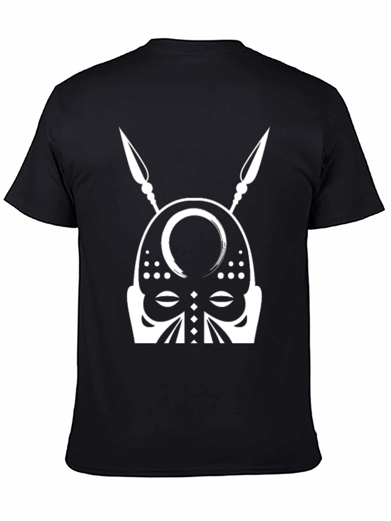 Tribal Mask Graphic Tee - Black Cotton T-Shirt