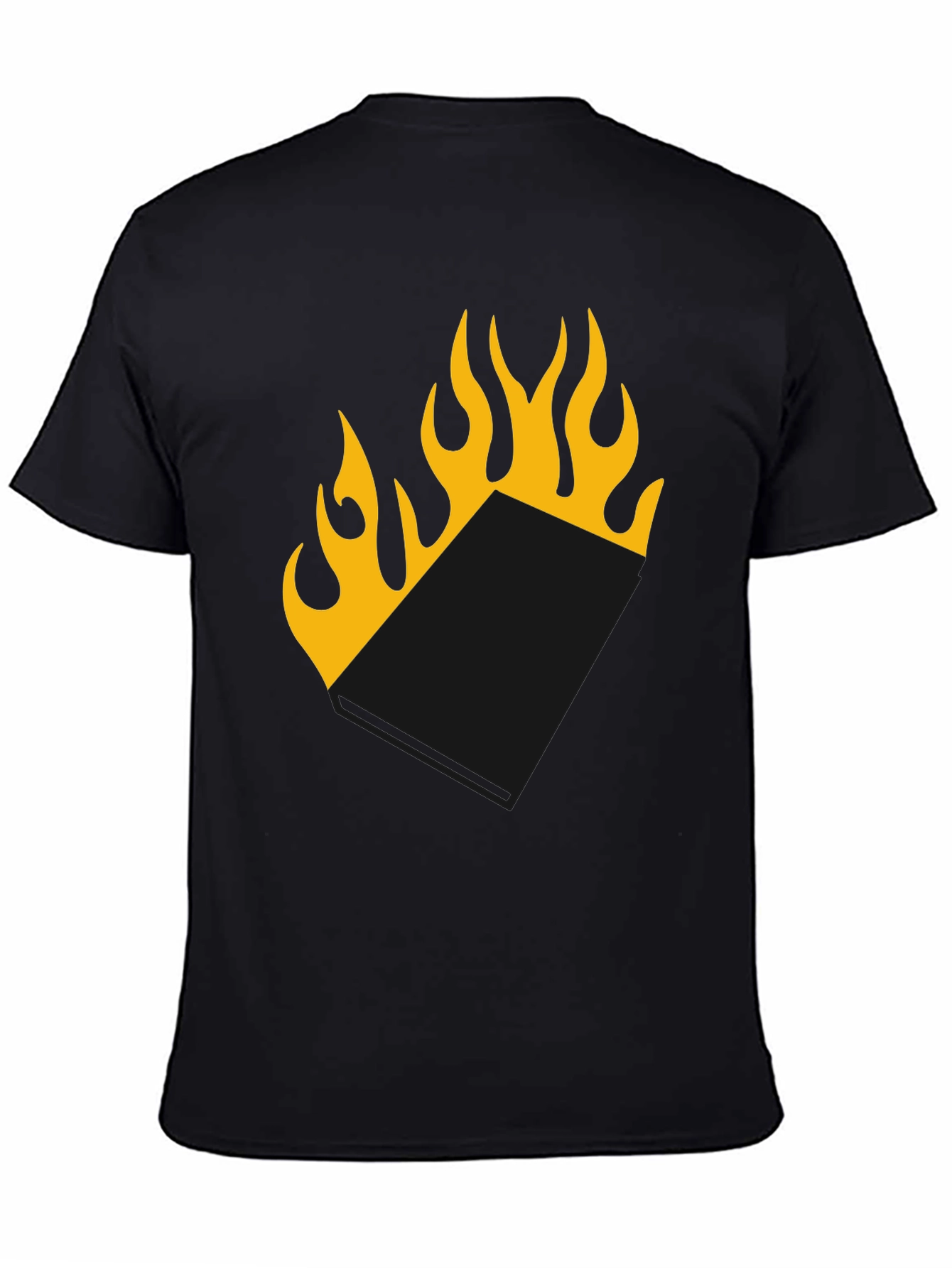 Burning Book T-Shirt - Black Tee with Flame Design