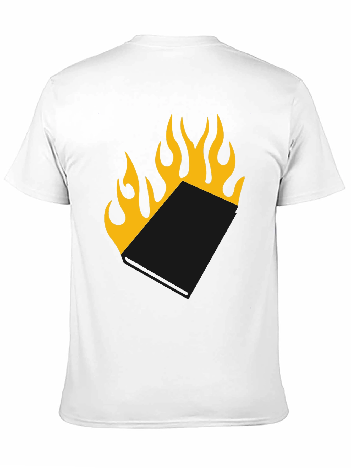 Burning Book T-Shirt - Black Tee with Flame Design