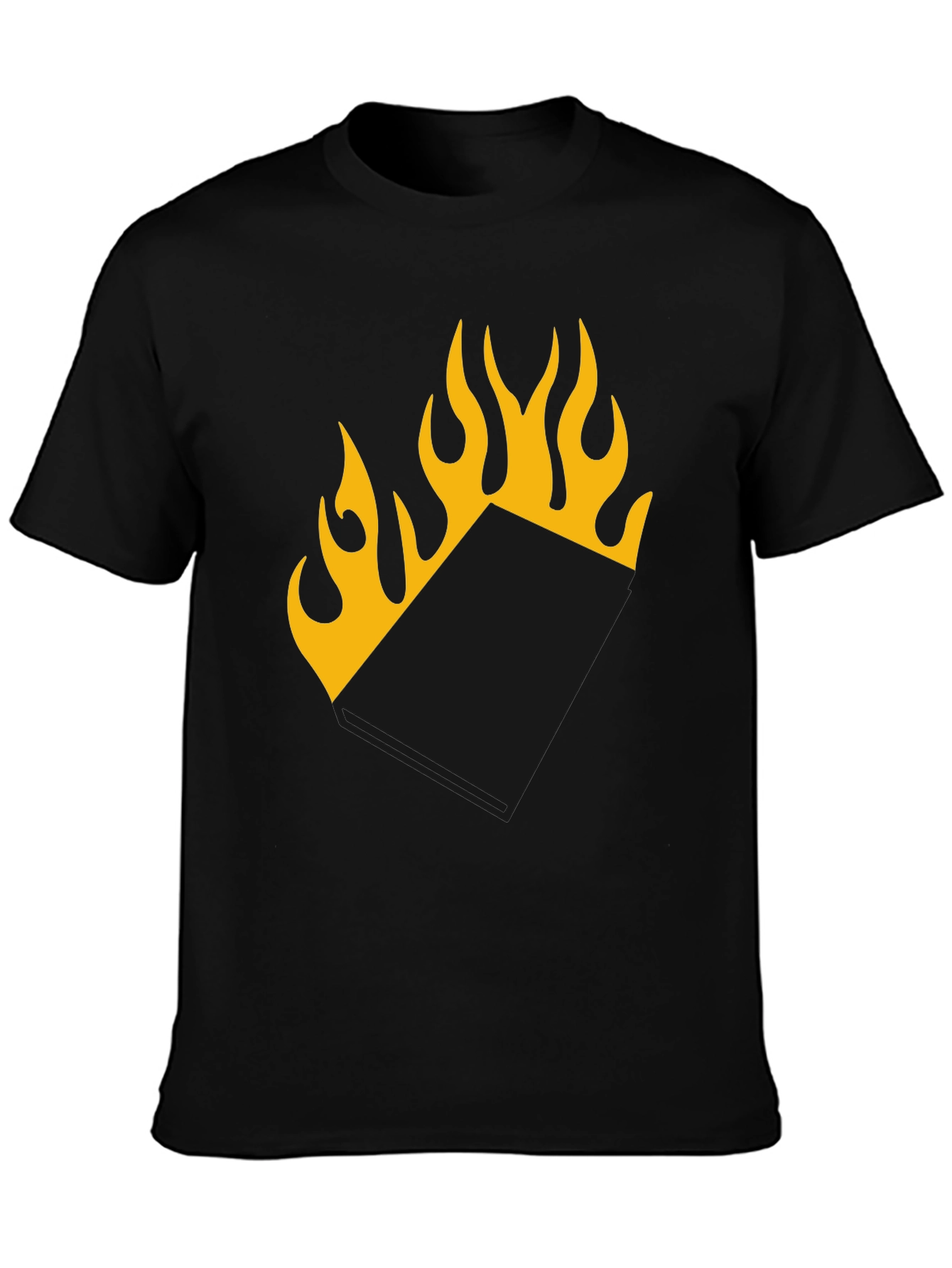Burning Book T-Shirt - Black Tee with Flame Design