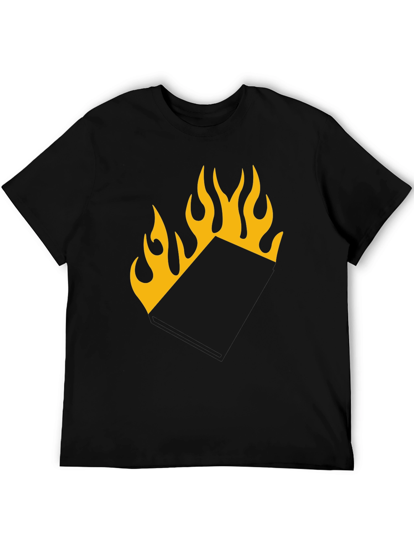 Burning Book T-Shirt - Black Tee with Flame Design