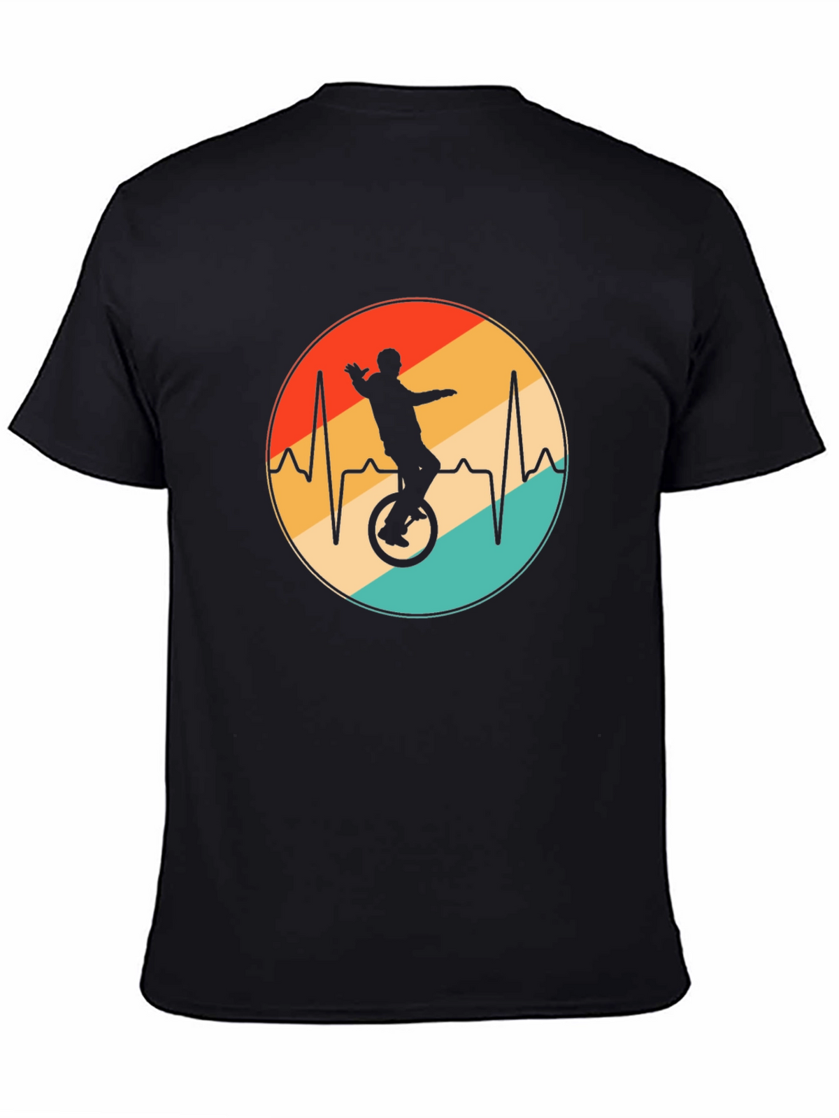 Unicycle Heartbeat Black T-Shirt
