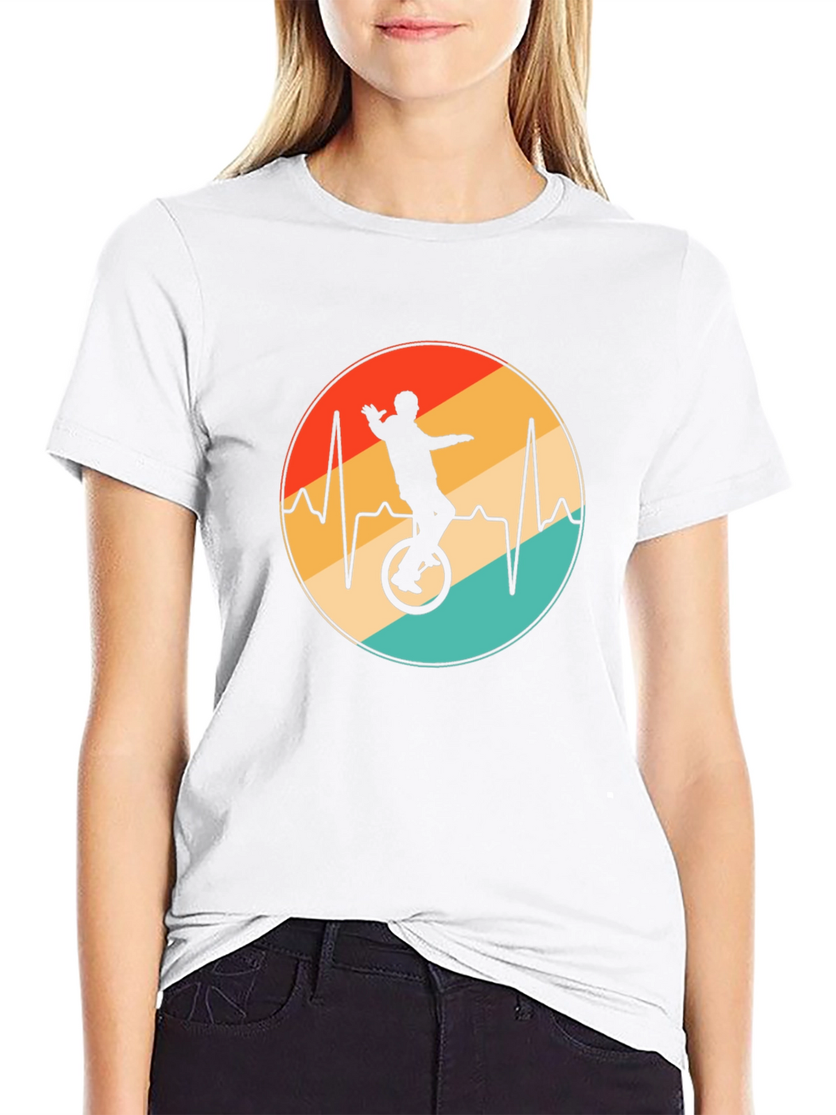 Unicycle Heartbeat Black T-Shirt