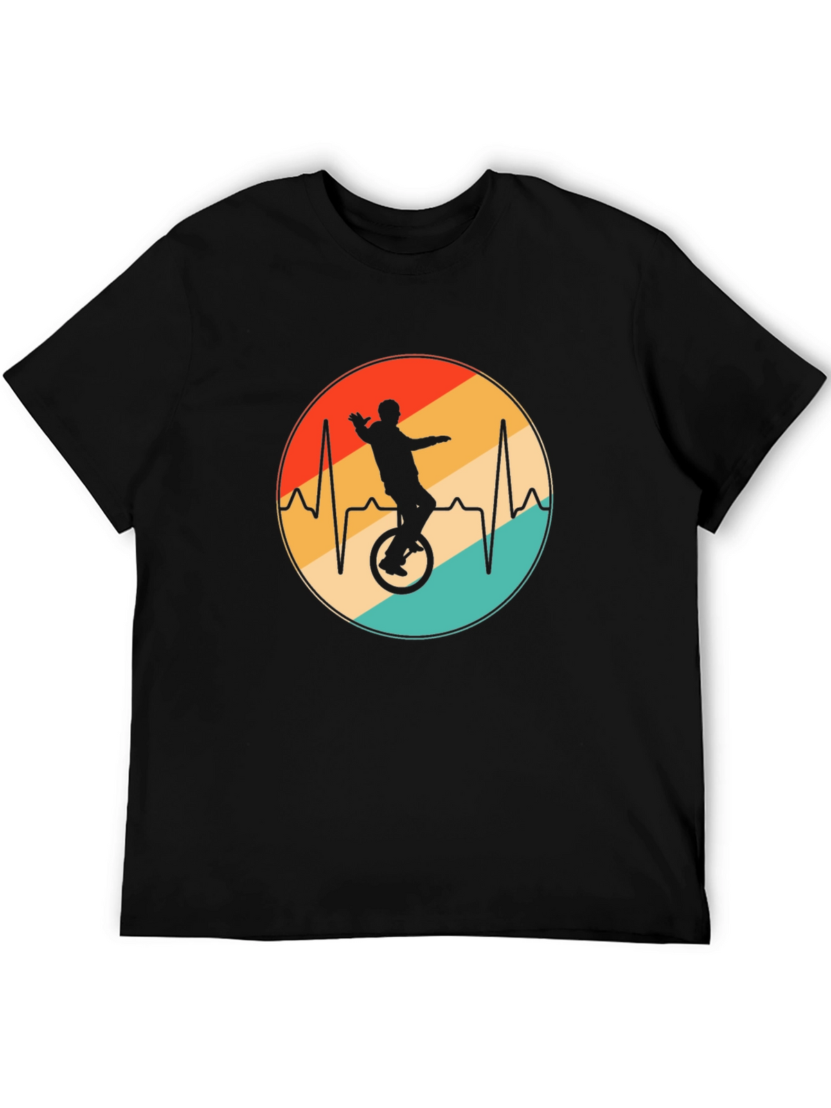 Unicycle Heartbeat Black T-Shirt