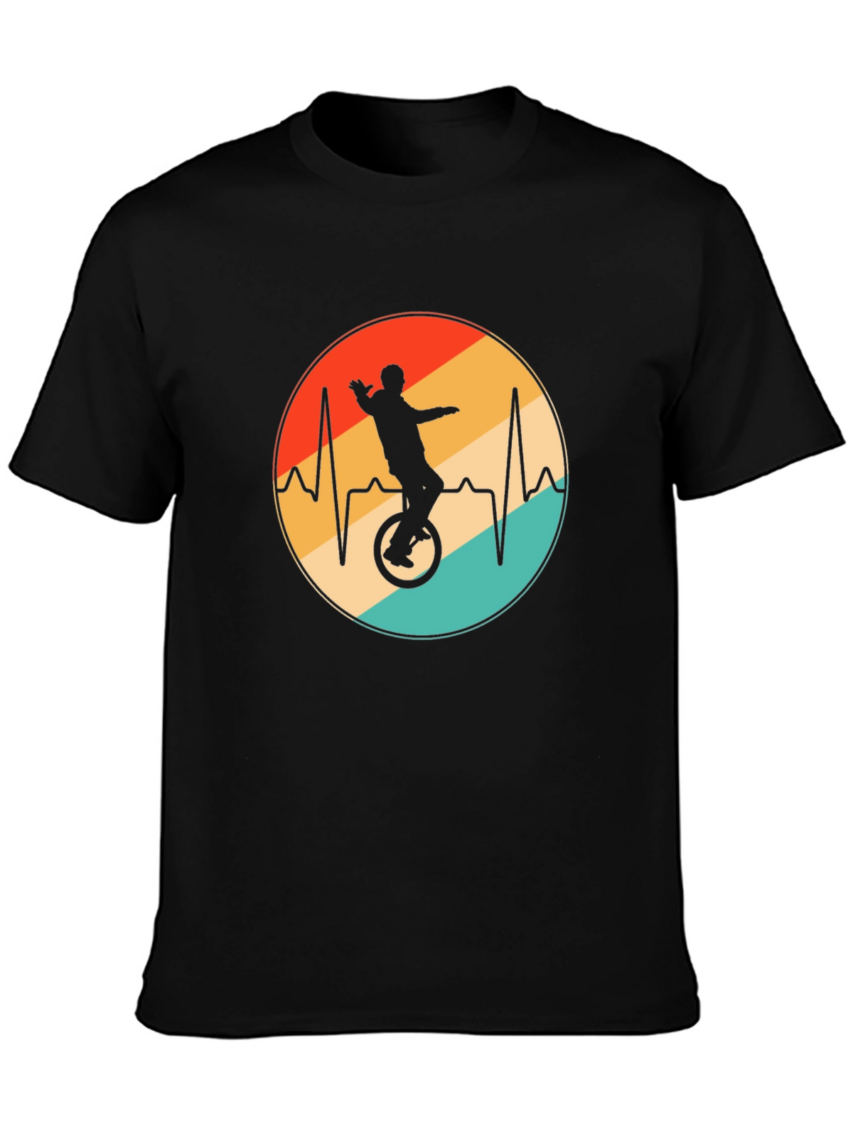 Unicycle Heartbeat Black T-Shirt