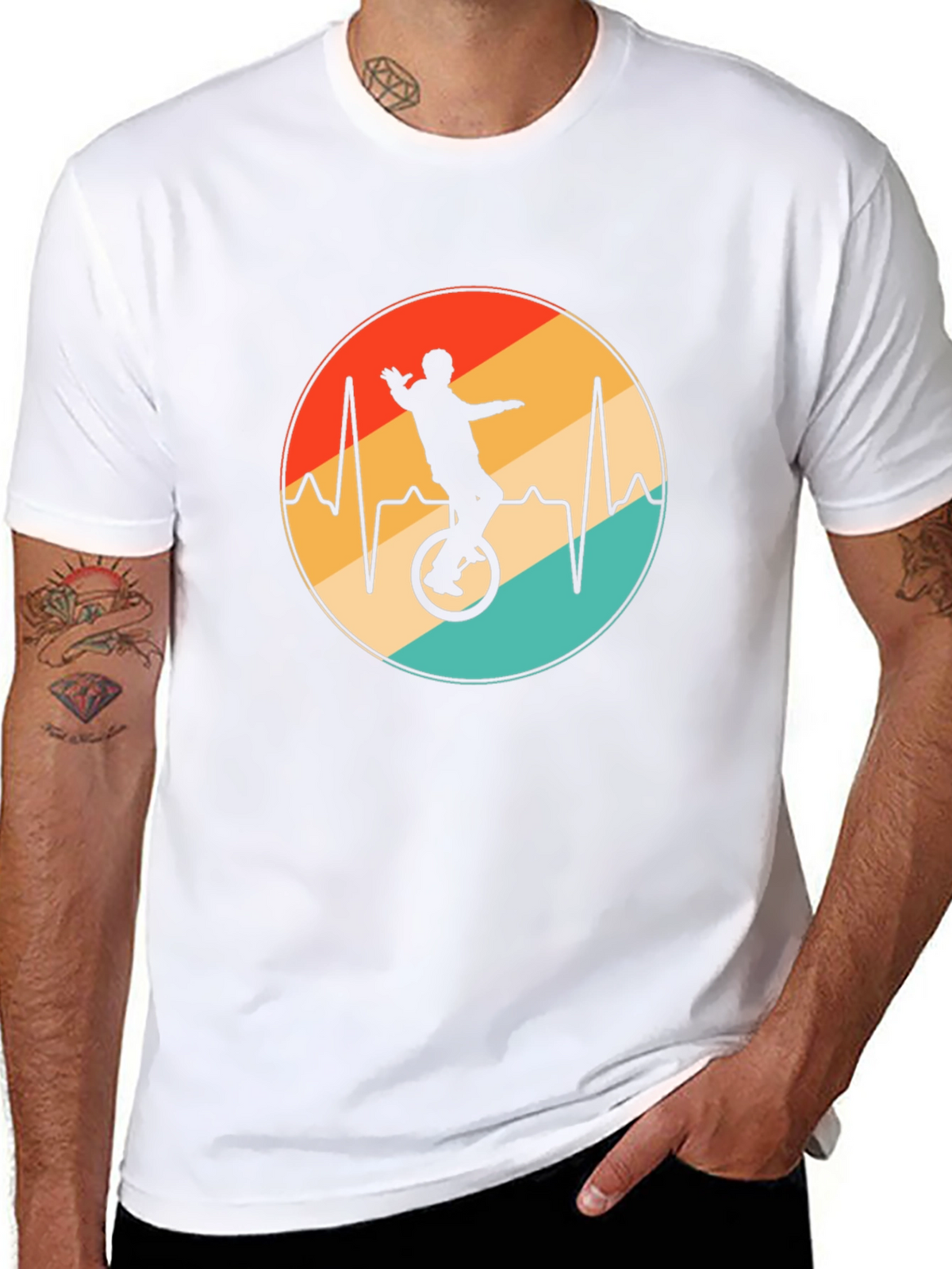 Unicycle Heartbeat Black T-Shirt