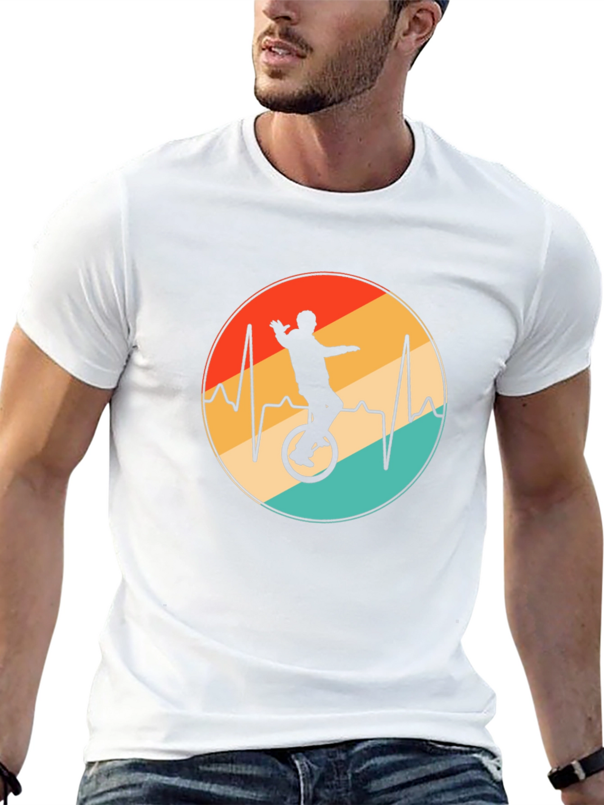 Unicycle Heartbeat Black T-Shirt