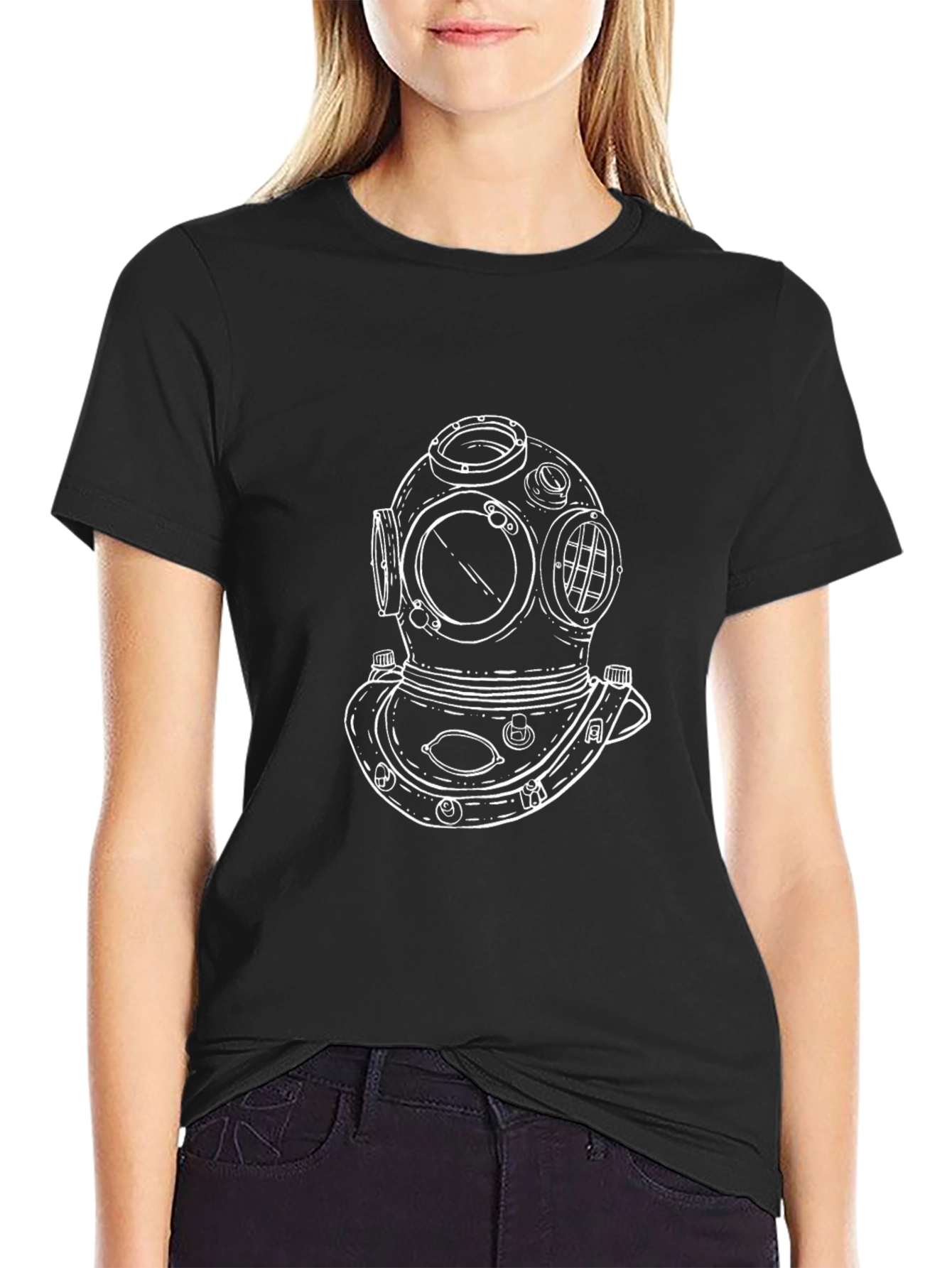 Diving Helmet Graphic Tee - Classic Diver Design