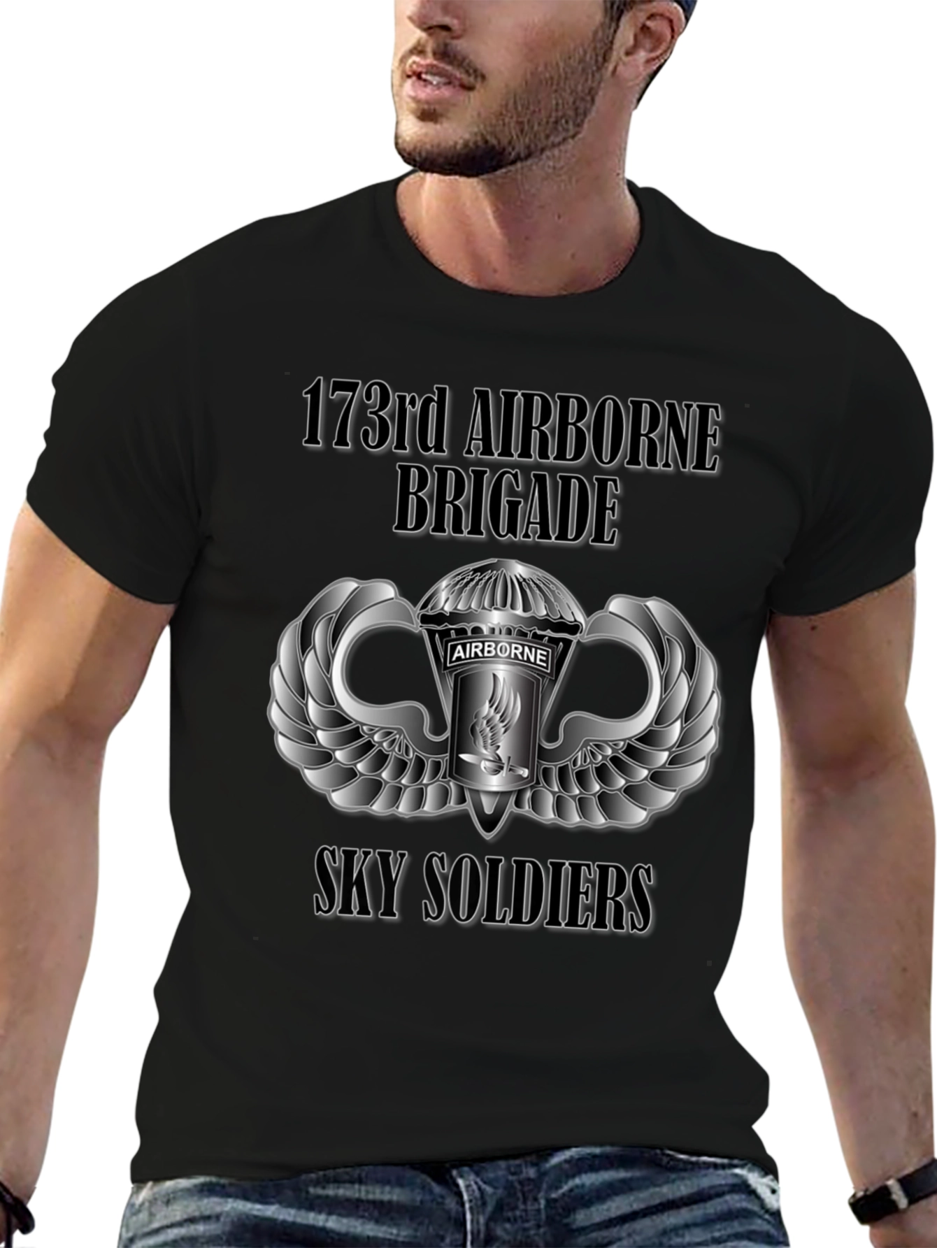 173rd Airborne Brigade Sky Soldiers Black T-Shirt