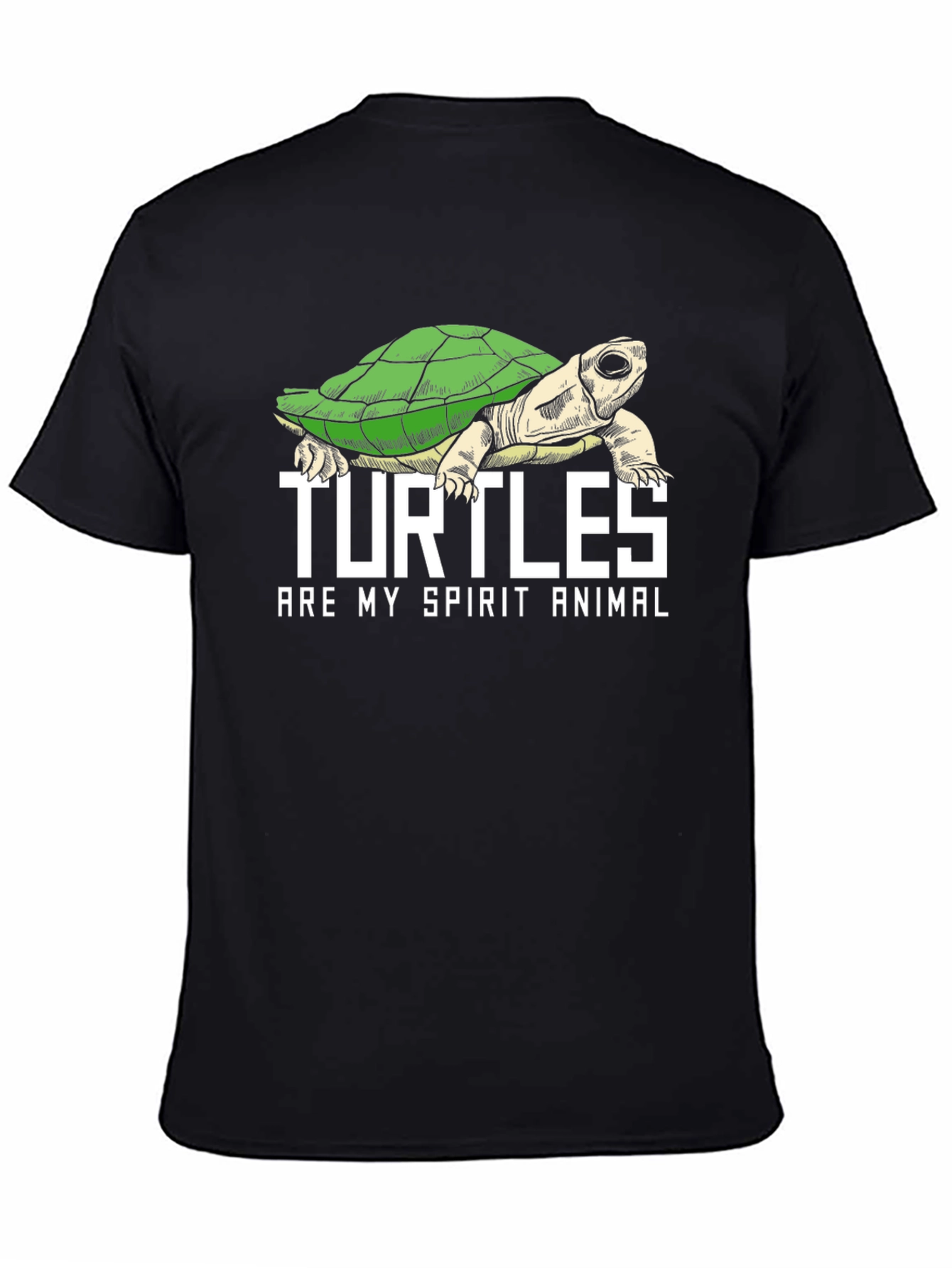 Turtle Spirit Animal Graphic Tee - Black Cotton Blend