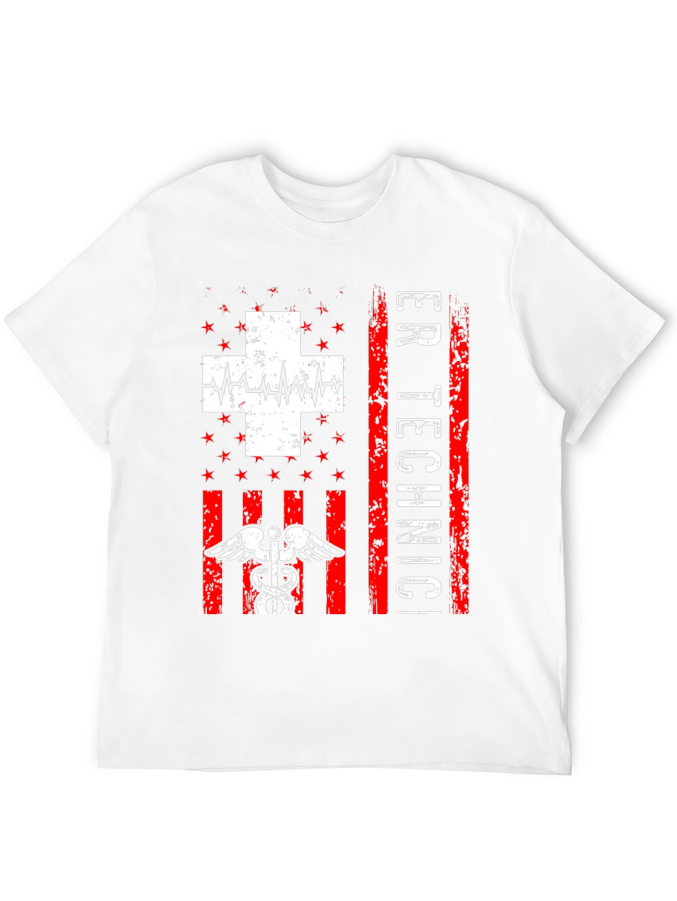 ER Technician T-Shirt - Distressed American Flag Design