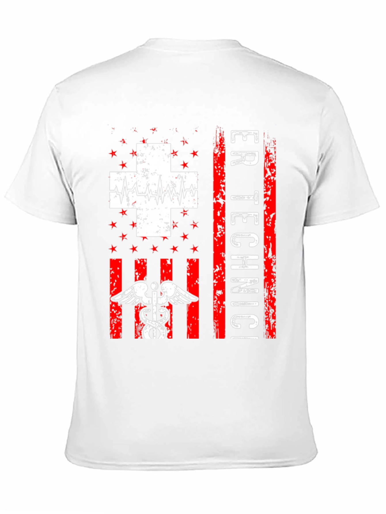 ER Technician T-Shirt - Distressed American Flag Design