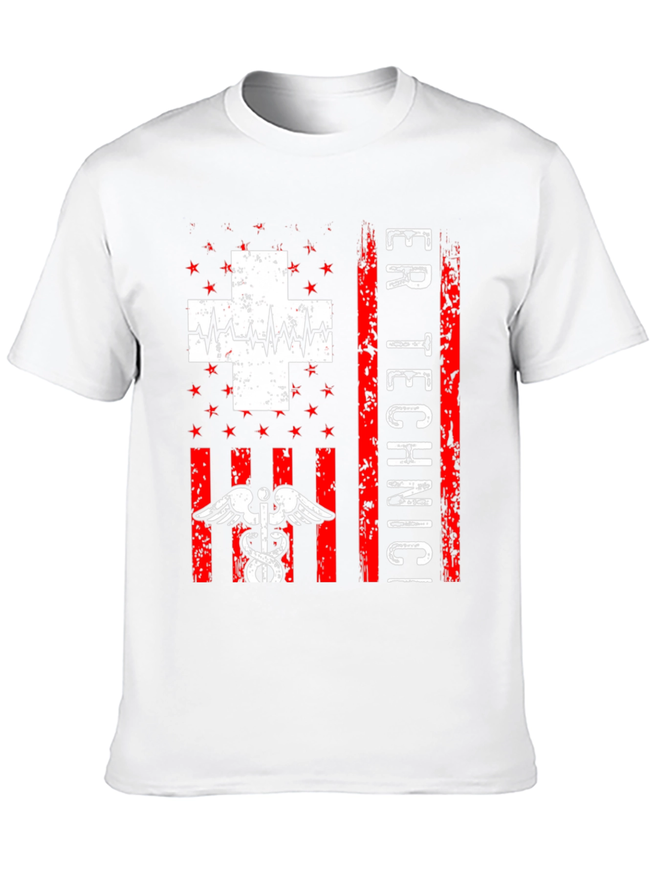 ER Technician T-Shirt - Distressed American Flag Design