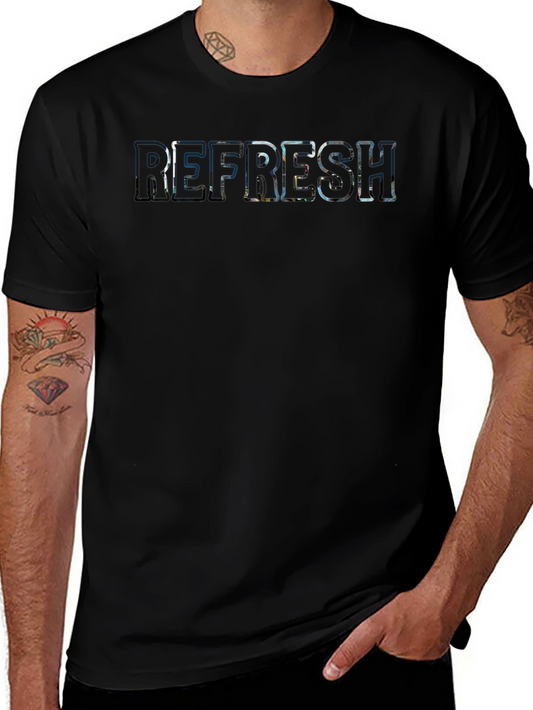 Refresh Graphic Print Black T-Shirt
