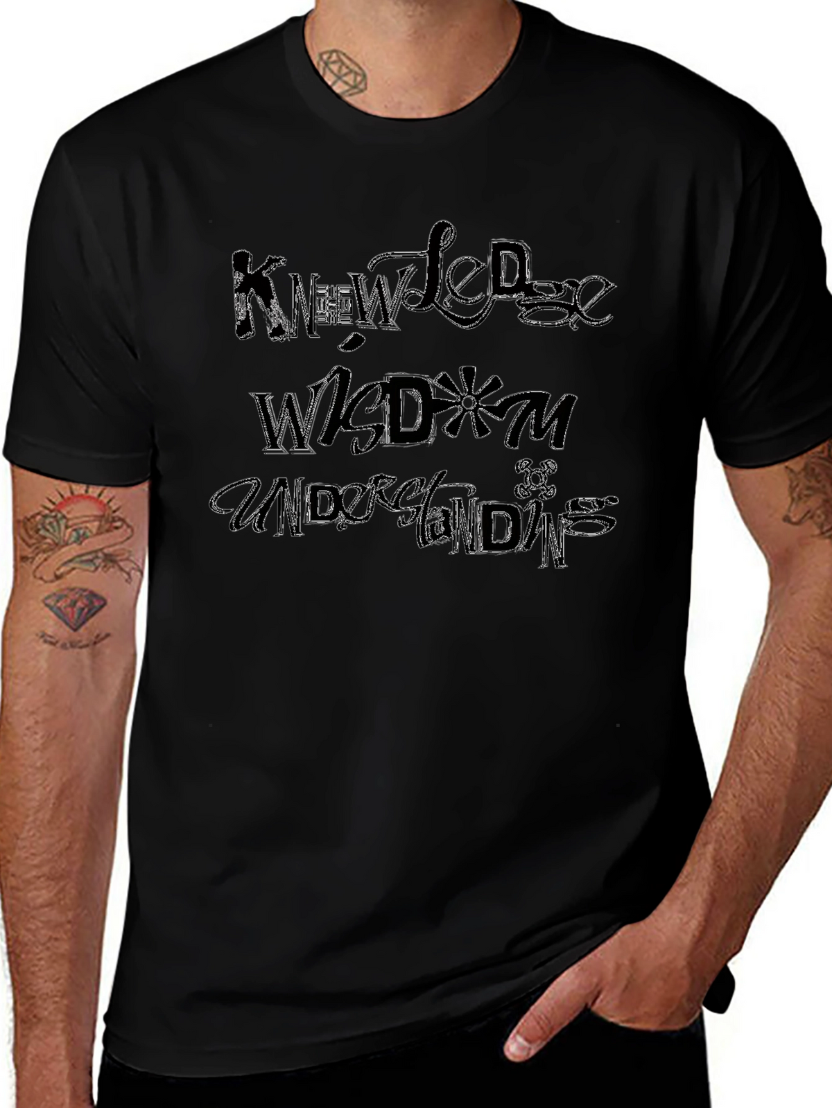 Knowledge Wisdom and Understanding Black T-Shirt
