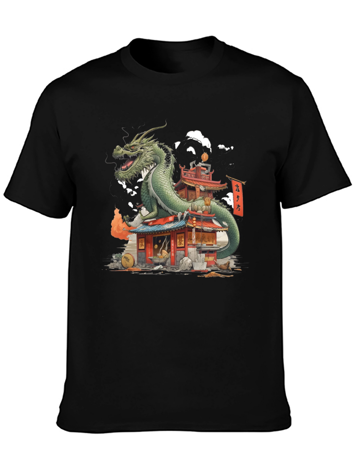 Dragon Pagoda Graphic Tee - Asian Inspired