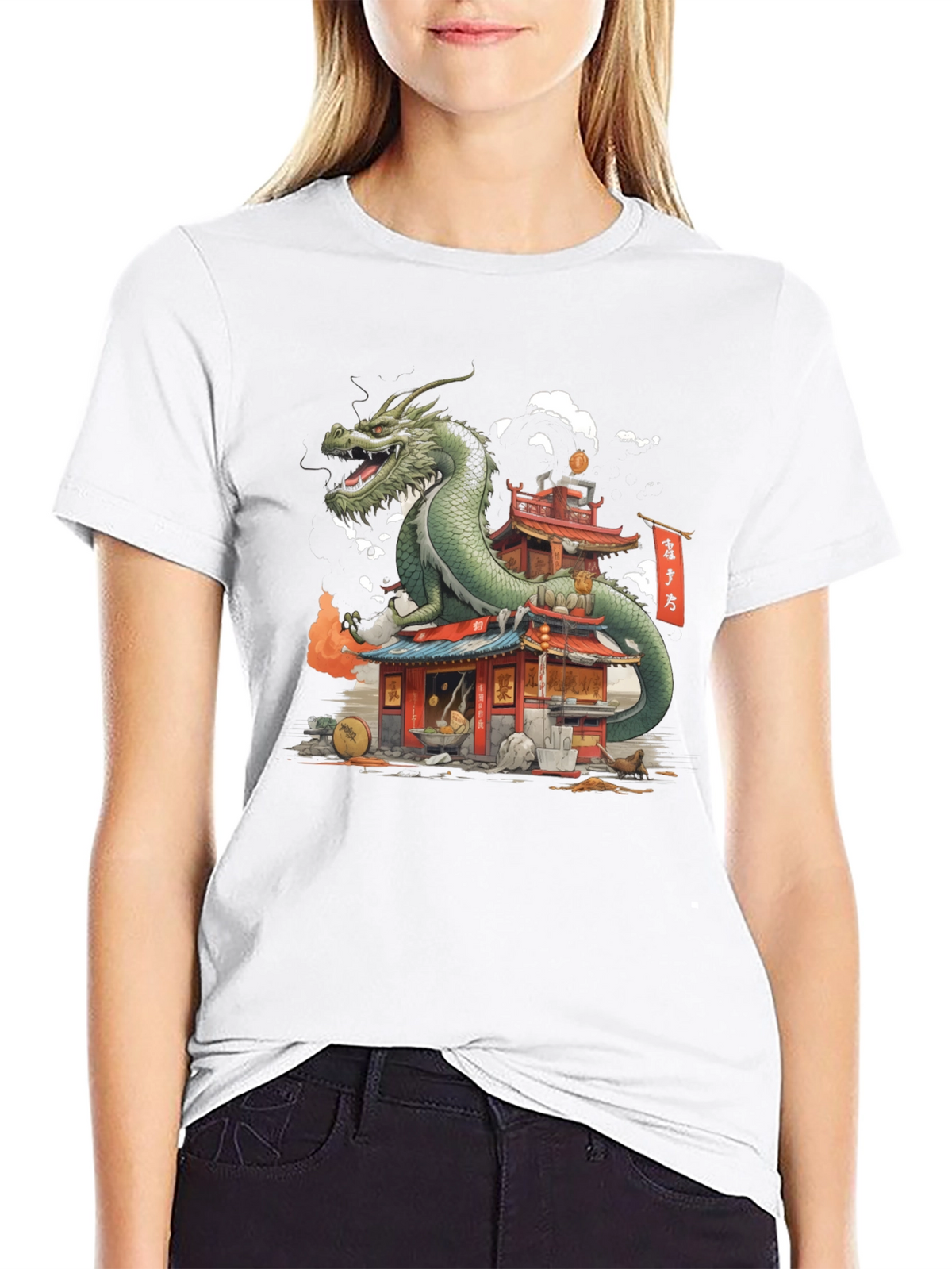 Dragon Pagoda Graphic Tee - Asian Inspired