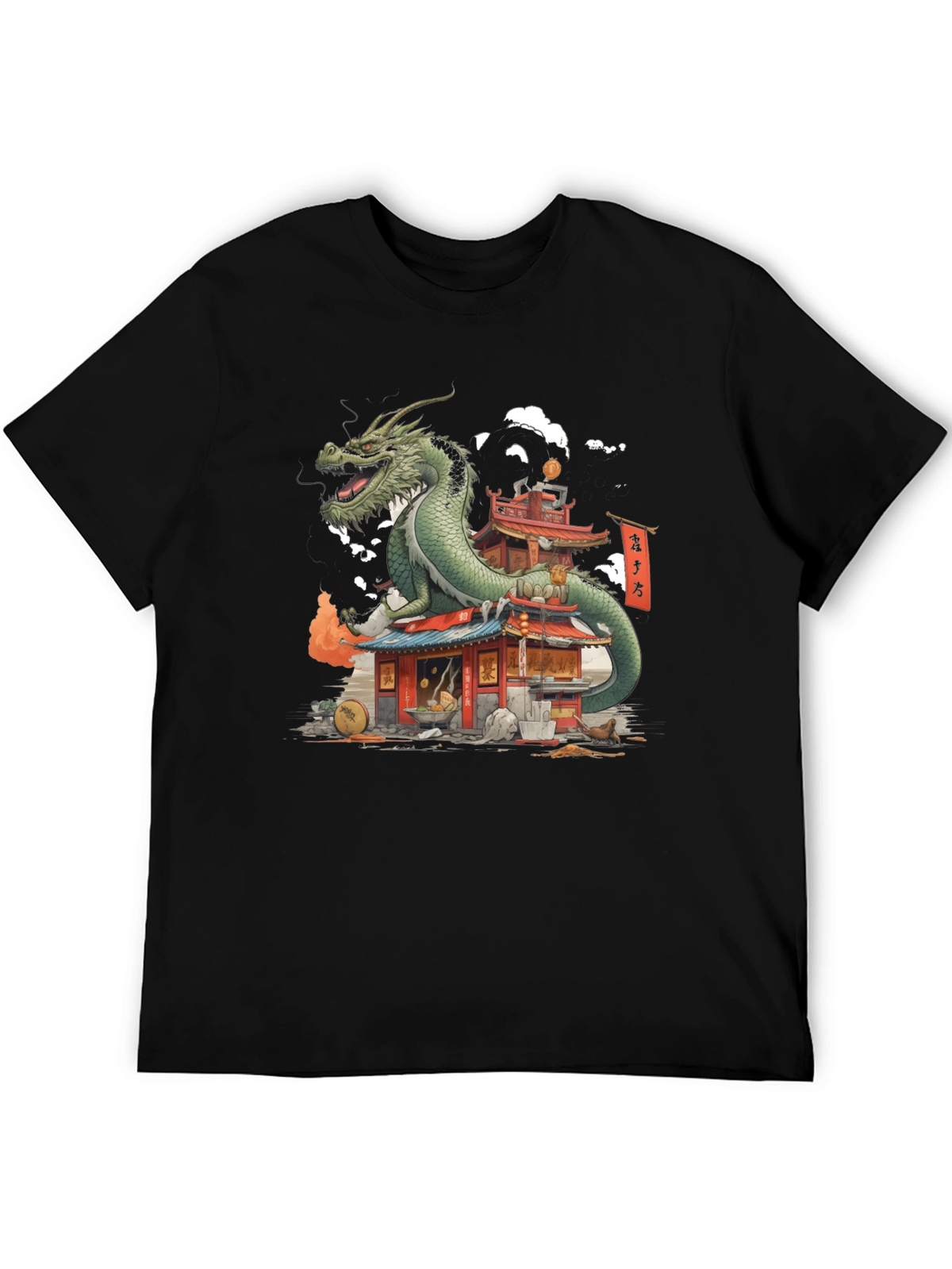 Dragon Pagoda Graphic Tee - Asian Inspired
