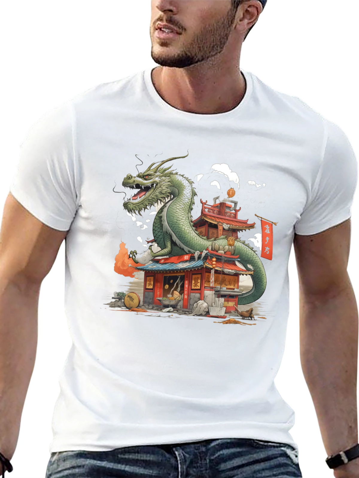Dragon Pagoda Graphic Tee - Asian Inspired
