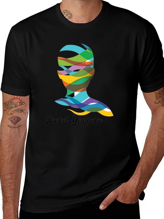 Colorful Abstract Face Graphic T-Shirt