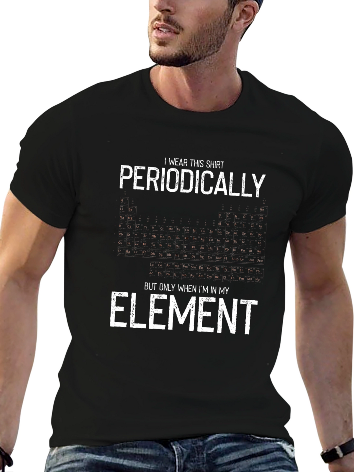 Periodic Table Mens Black Graphic T-Shirt