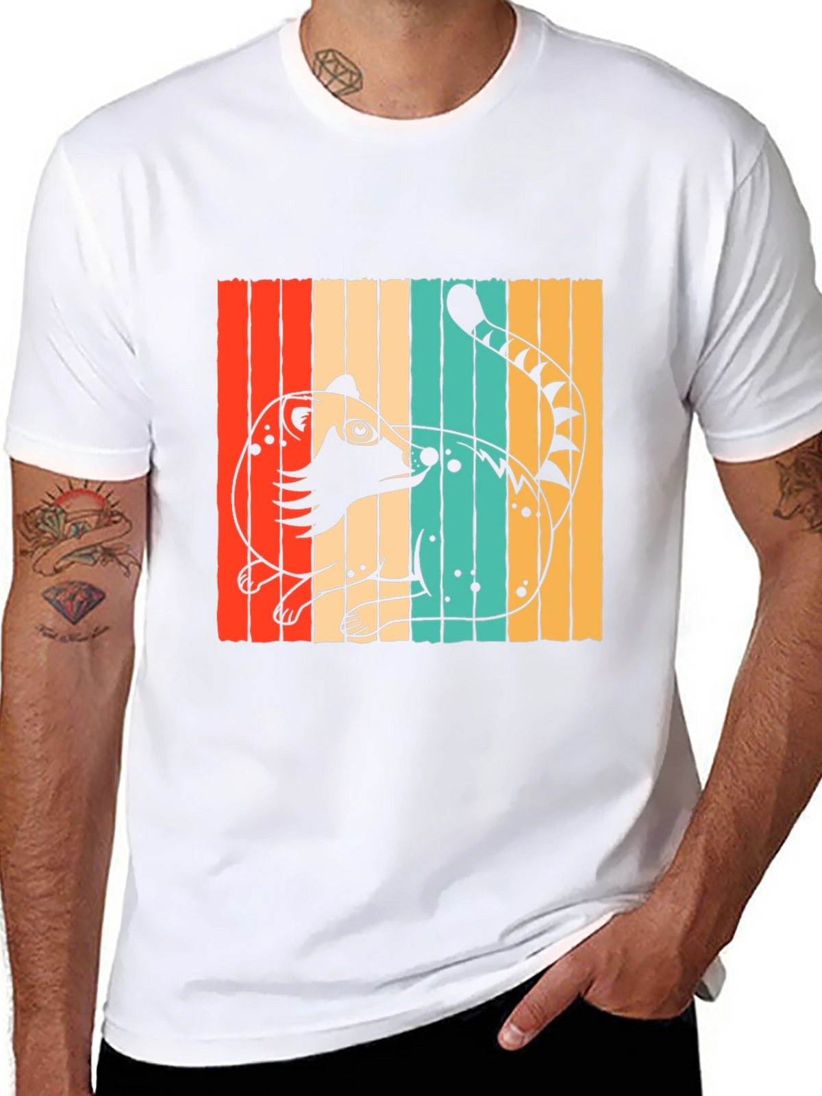 Retro Coati Graphic T-Shirt - Stylish Animal Design