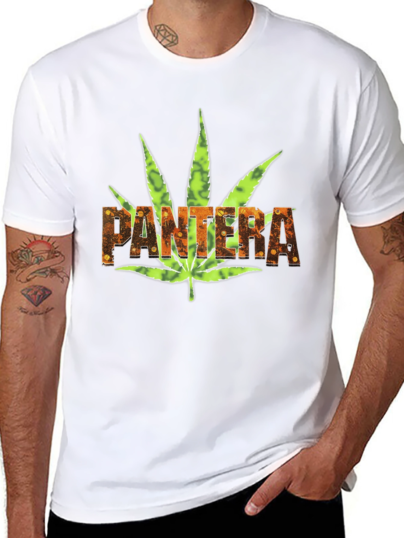 Pantera Weed Leaf Graphic Black T-Shirt