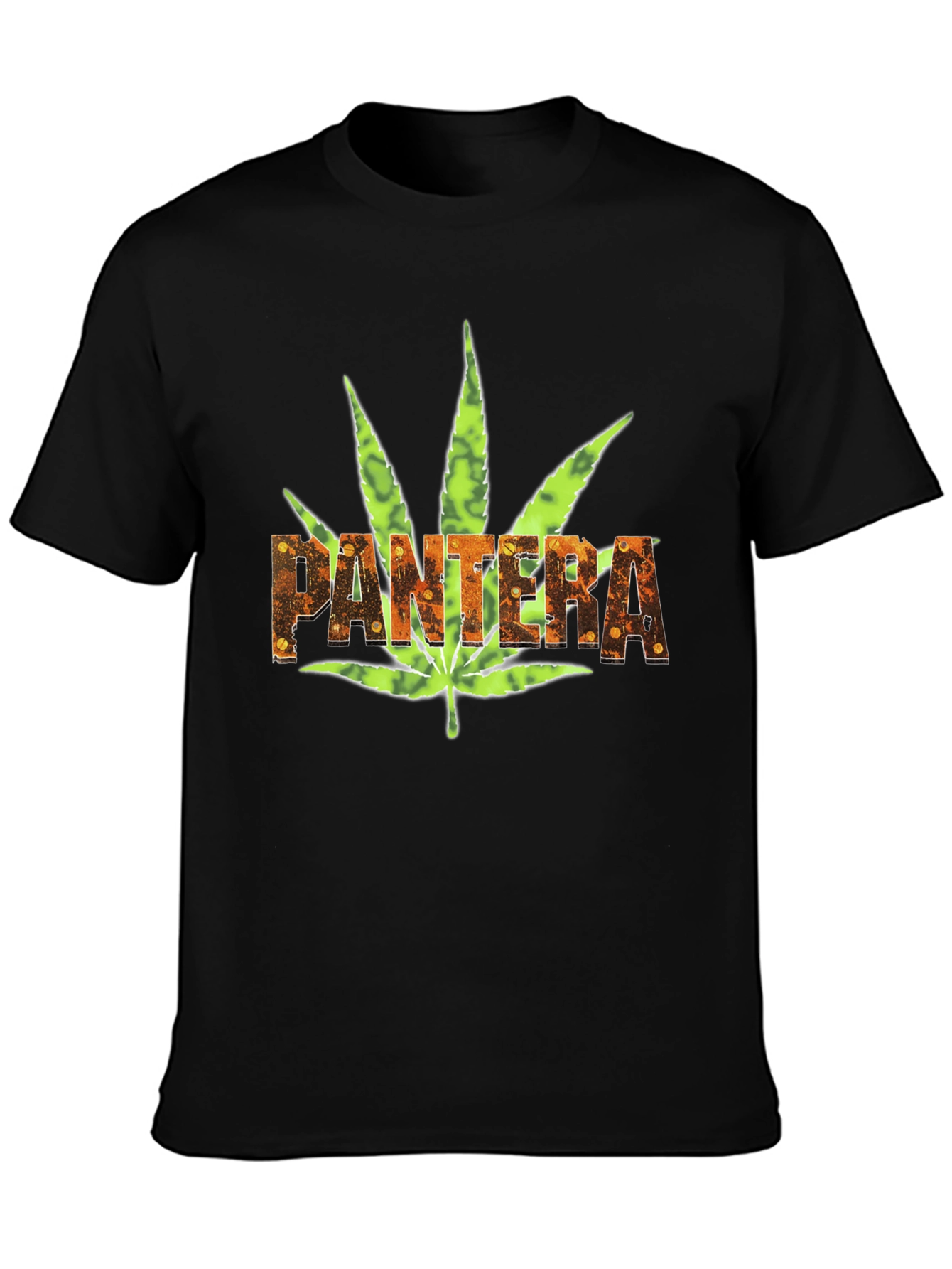 Pantera Weed Leaf Graphic Black T-Shirt