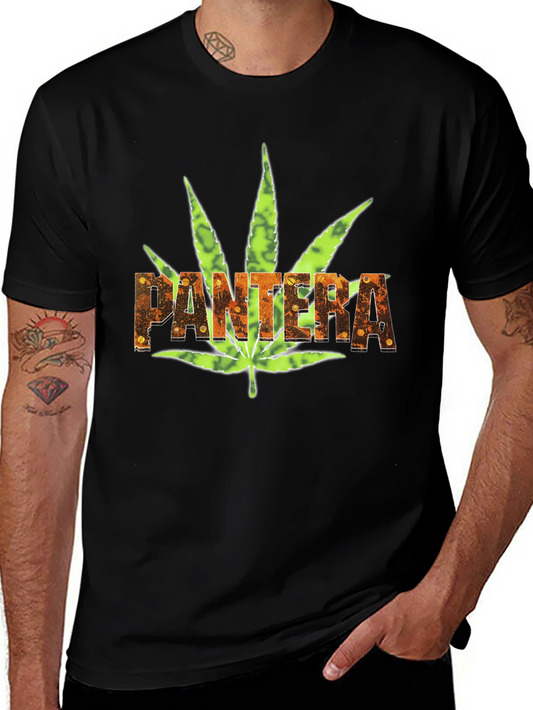 Pantera Weed Leaf Graphic Black T-Shirt