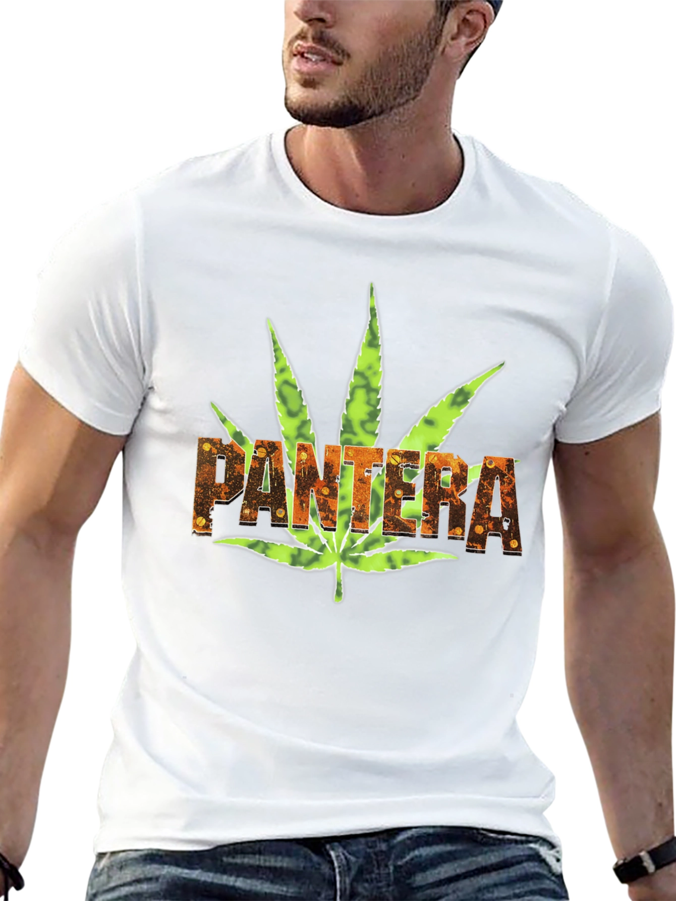 Pantera Weed Leaf Graphic Black T-Shirt