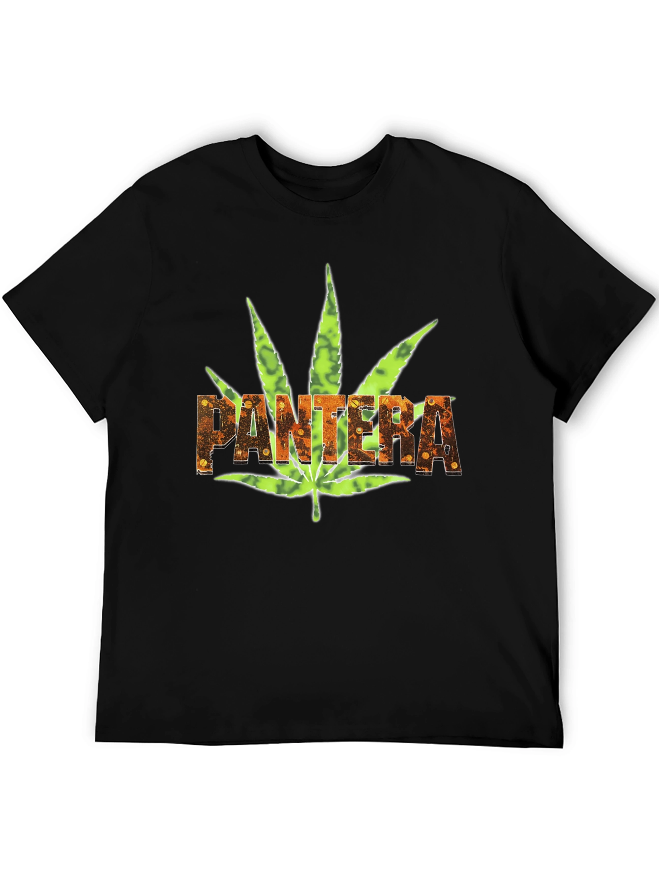 Pantera Weed Leaf Graphic Black T-Shirt