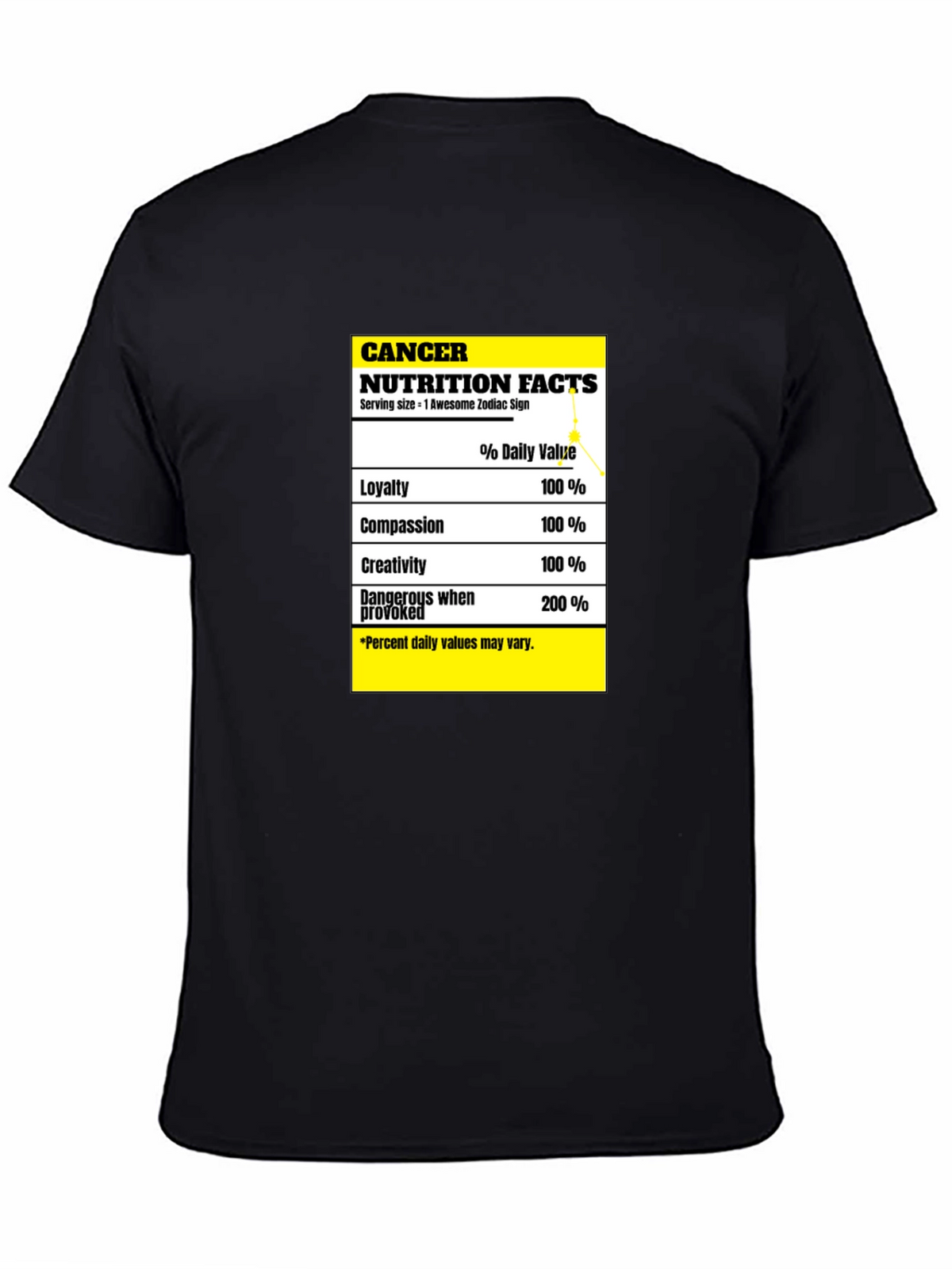 Cancer Zodiac Nutrition Facts T-Shirt
