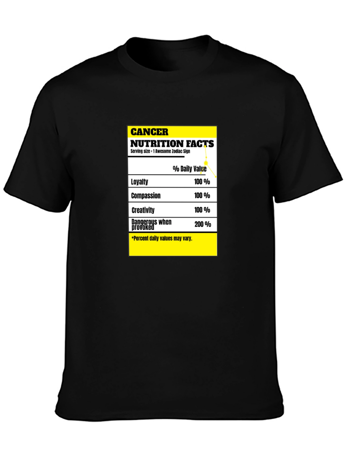 Cancer Zodiac Nutrition Facts T-Shirt