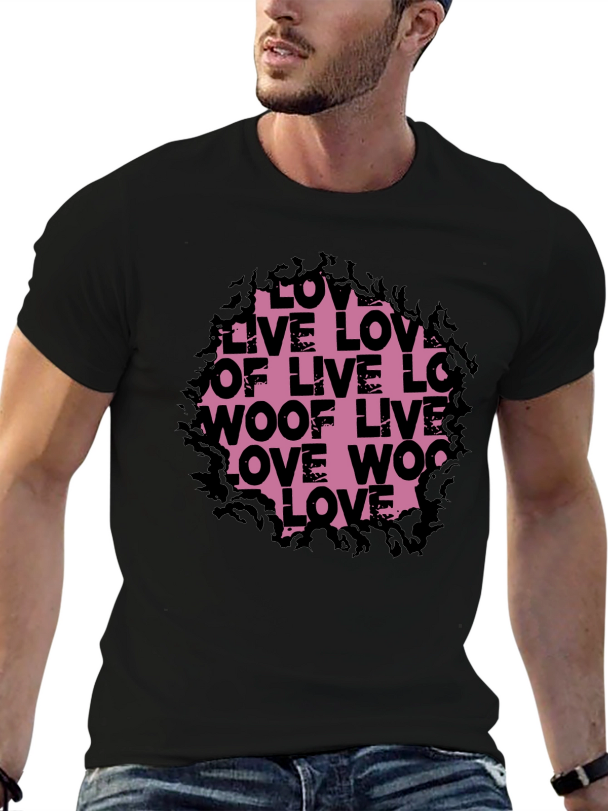 Love Live Woof Graphic Tee - Black