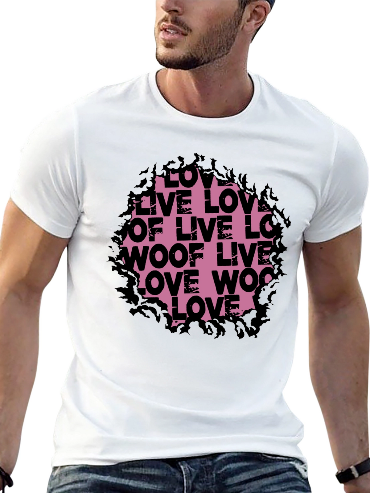 Love Live Woof Graphic Tee - Black